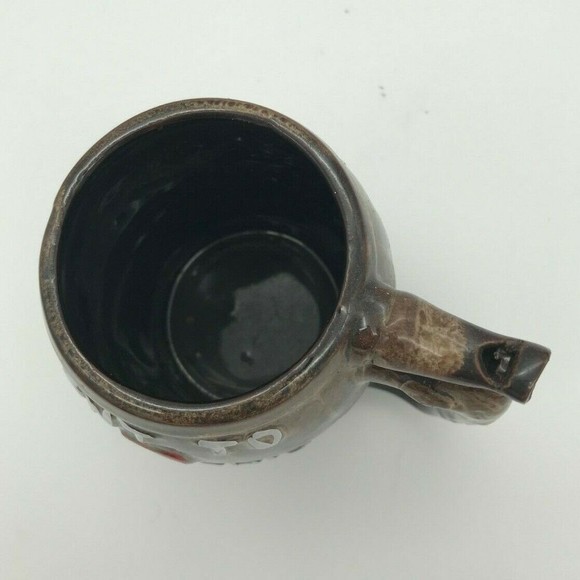 Vintage Beer Whistle Mug Brown Drip Glazed Funny Unique Cup Leave My Drink Alone - Picture 7 of 8
